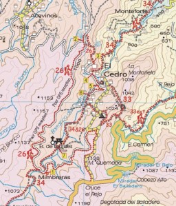 Walk La Gomera sample walk 26 map segment