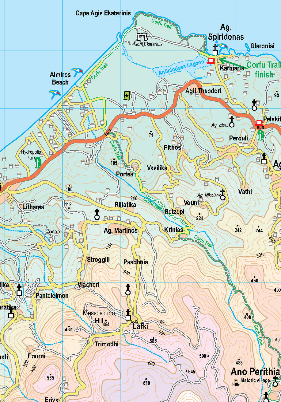 Corfu Tour &amp; Trail map section